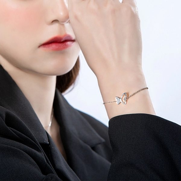S925 Silver Hollow Butterfly Bracelet – Intricately Designed Elegant Jewelry for a Light and Airy Feel - Image 2