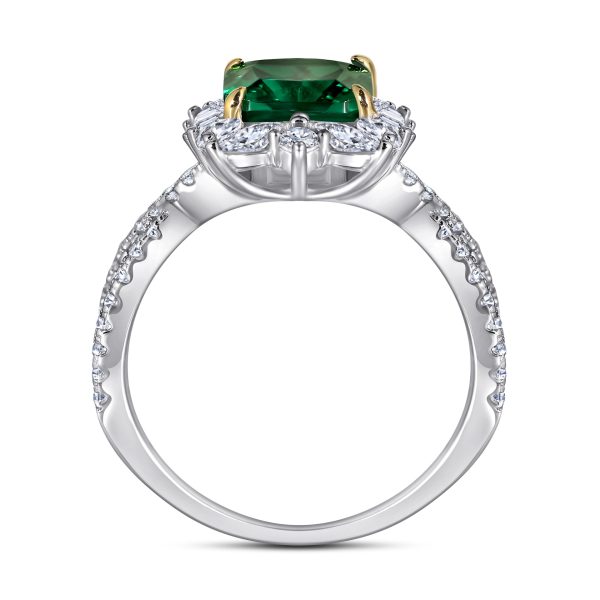 Exquisite S925 Silver 2 Carat Emerald High Carbon Diamond Ring – Stunning Green Gemstone Statement Jewelry for Women - Image 3