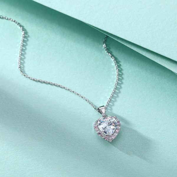 Romantic S925 Silver Pink Diamond Heart-Shaped Zircon Pendant Necklace – Delicate Love-Inspired Jewelry for Women - Image 4