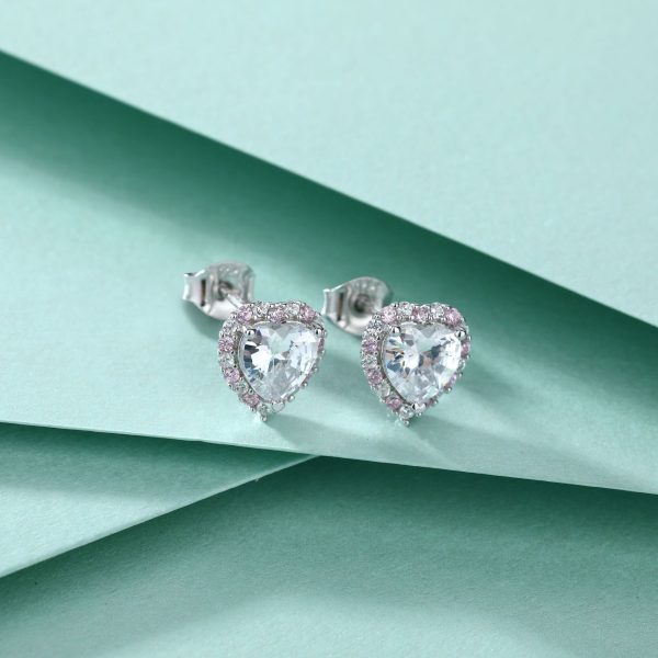 S925 Silver Pink Zircon Heart-Shaped Earrings – Romantic and Charming Stud Earrings for Women’s Daily Glam - Image 4