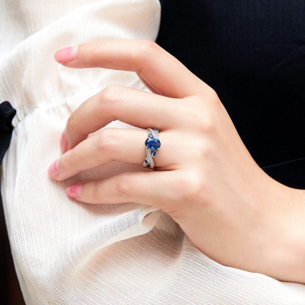 Classic S925 Silver Sapphire Ring – Deep Blue Gemstone Solitaire Ring, Perfect for Elegant Occasions - Image 4