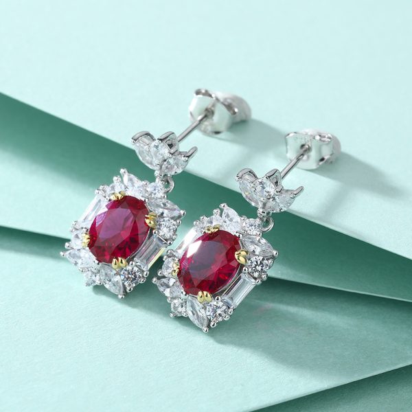 Glamorous S925 Silver Red Zircon Tassel Earrings – Vibrant Long Dangle Earrings for Elegant Evenings - Image 4