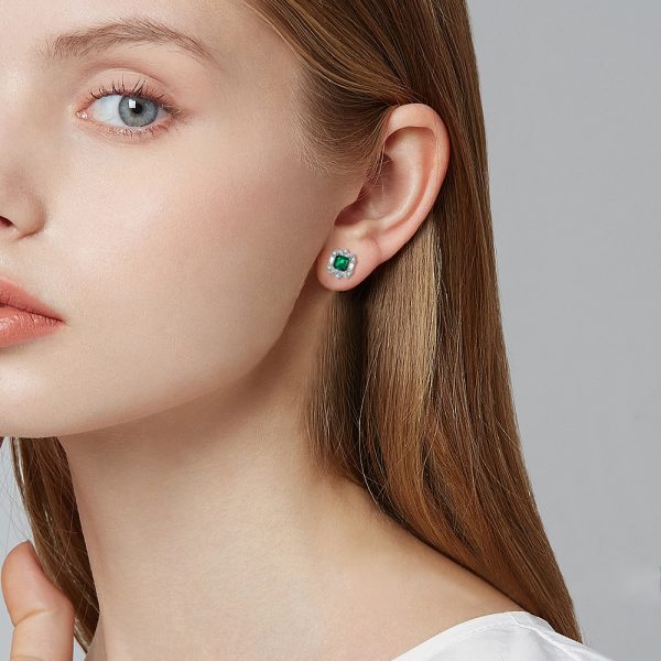 S925 Silver Emerald Flower Earrings – Delicate Green Zircon Stud Earrings for a Fresh and Elegant Look - Image 2