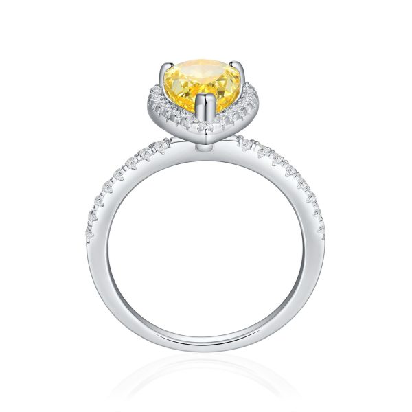 Luxurious S925 Silver Teardrop-Shaped Imitation Yellow Diamond Ring – 3 Carat High Carbon Diamond, Elegant Cocktail Jewelry for Women - Image 5