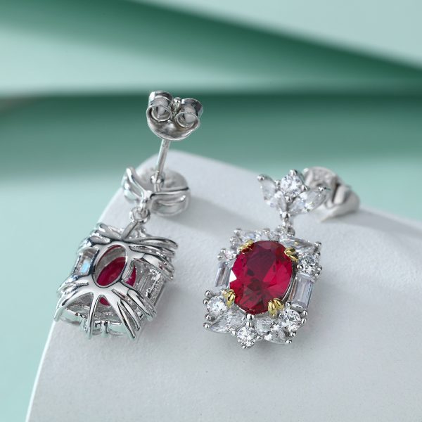 Glamorous S925 Silver Red Zircon Tassel Earrings – Vibrant Long Dangle Earrings for Elegant Evenings - Image 3