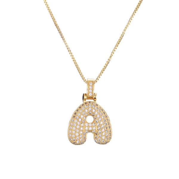 14K Gold Diamond Bubble Initial Necklace – Dazzling Personalized Charm