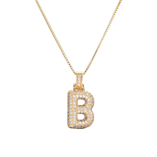 14K Gold Diamond Bubble Initial Necklace – Dazzling Personalized Charm - Image 5