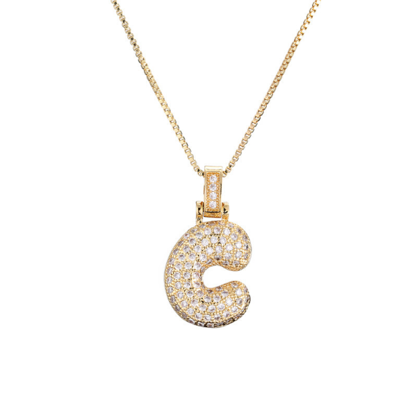 14K Gold Diamond Bubble Initial Necklace – Dazzling Personalized Charm - Image 6