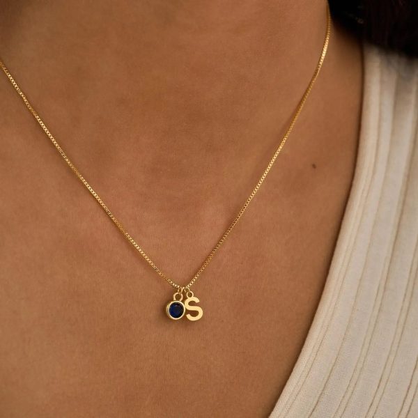 Dainty Initial & Birthstone Necklace – Personalized Everyday Keepsake - Image 3