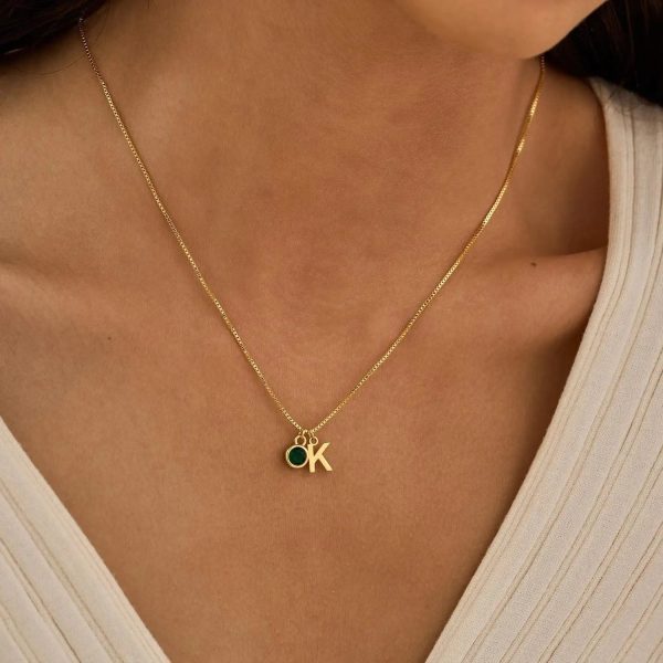 Dainty Initial & Birthstone Necklace – Personalized Everyday Keepsake - Image 2