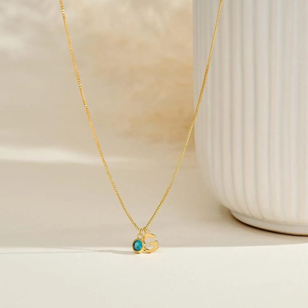 Dainty Initial & Birthstone Necklace – Personalized Everyday Keepsake - Image 4
