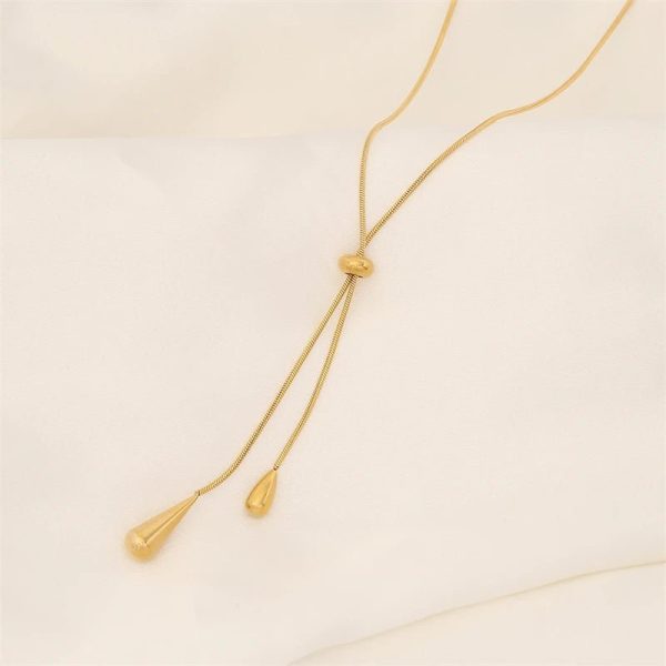 Adjustable Droplet Lariat Necklace & Earrings Set – Pull Design - Image 6