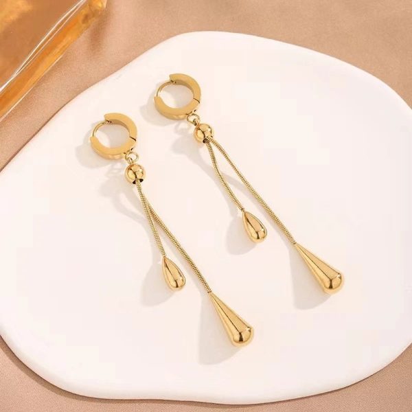 Adjustable Droplet Lariat Necklace & Earrings Set – Pull Design - Image 4