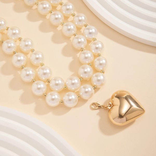 Layered Statement Pearl Heart Necklace – Elegant Bold Style - Image 5