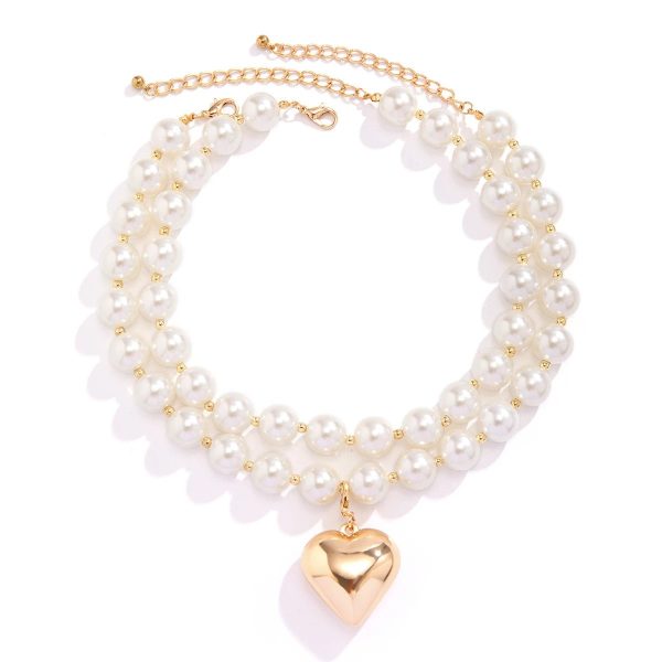 Layered Statement Pearl Heart Necklace – Elegant Bold Style - Image 7