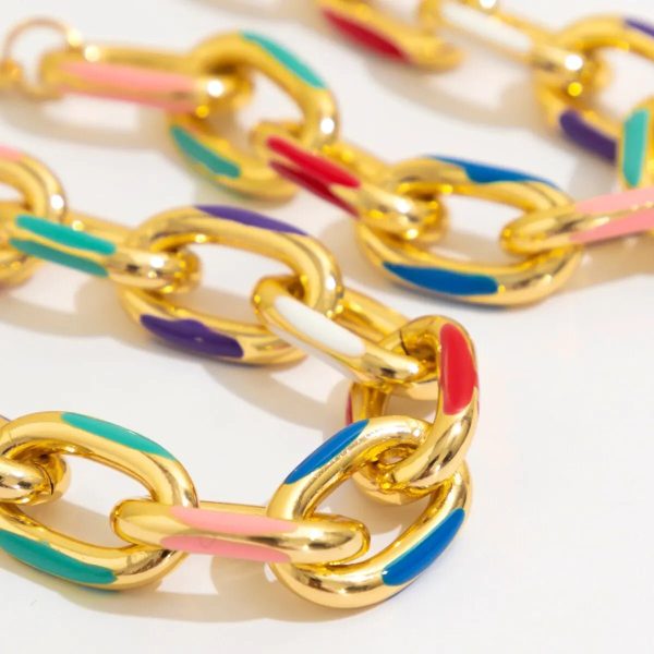 Colorful Chain Necklace & Bracelet Set – Vibrant Layered Look - Image 4