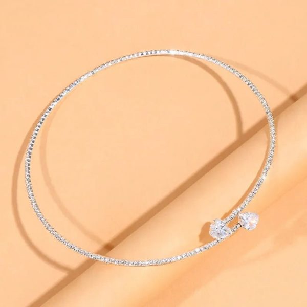 Diamond Heart Open Choker Necklace – Elegant Sparkle Design - Image 3