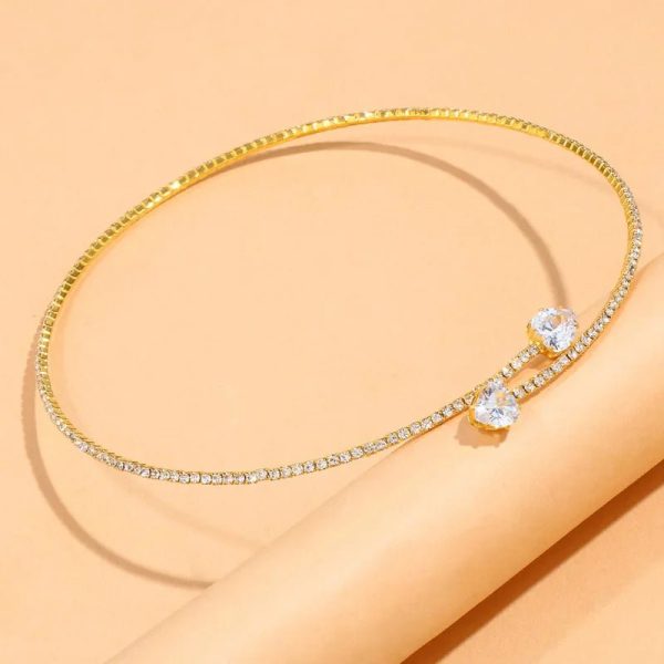 Diamond Heart Open Choker Necklace – Elegant Sparkle Design - Image 4