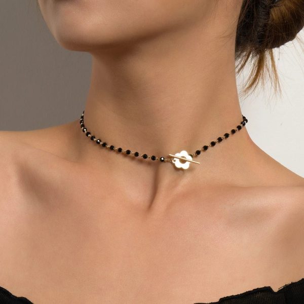 Floral Choker Necklace with Delicate Flower Clasp - Image 2