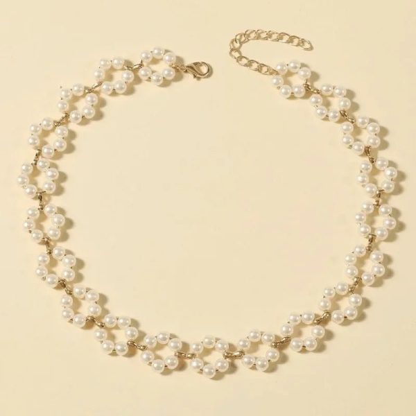 Pearl Daisy Floral Choker Necklace – Whimsical Bloom Design - Image 4
