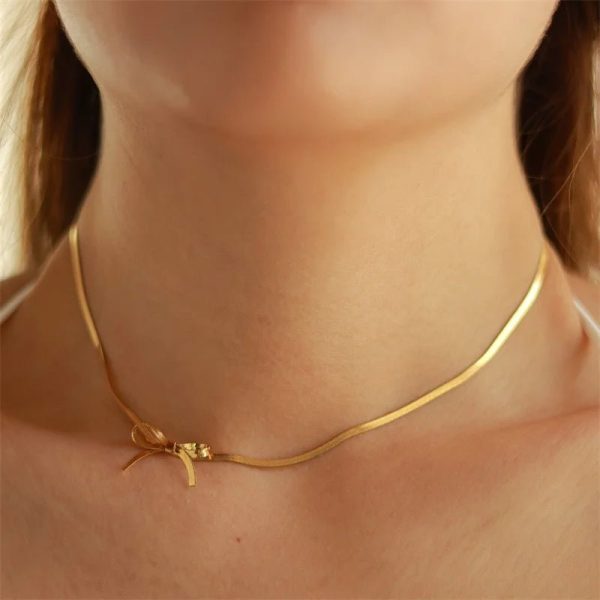 Romantic Dainty Bow Necklace – Feminine Charm with Sweet Detail - Image 2